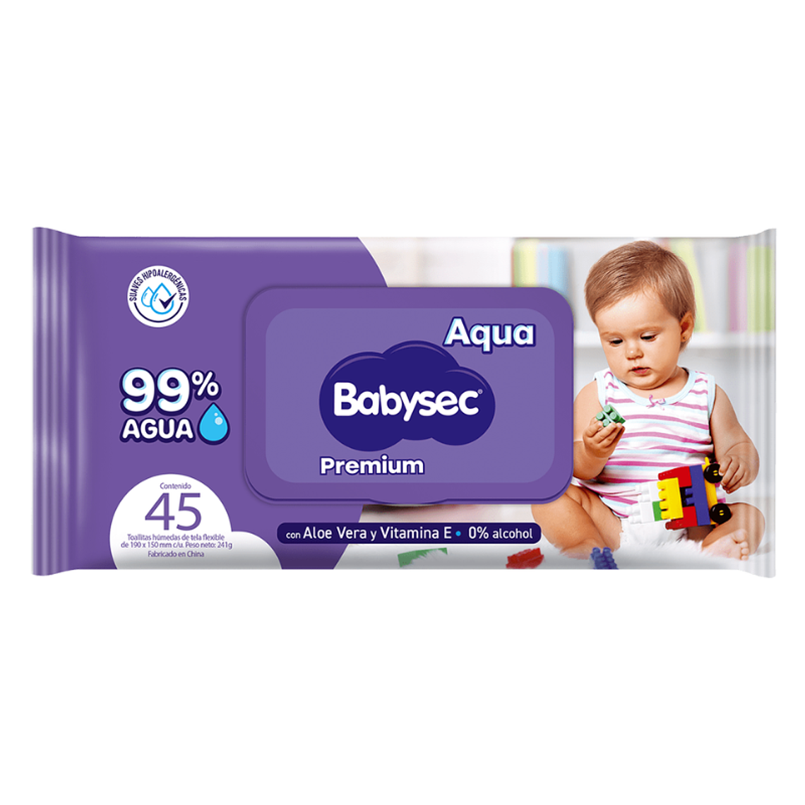 7806500731177 TOALLAS HUMEDAS BABYSEC PREMIUM 99% AGUA 45 UN. (9922)