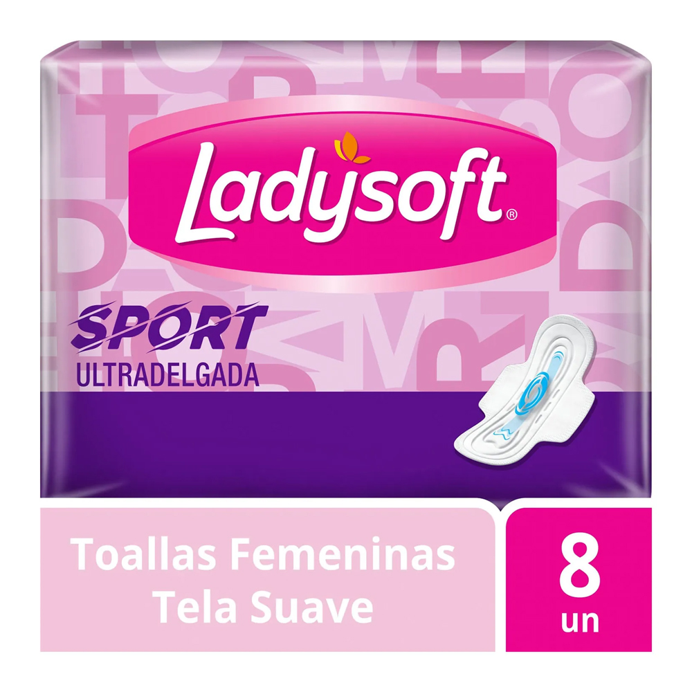 7806500960720 TOALLAS HIG. LADYSOFT SPORT U.DELG. T/SUAVE C/ALAS 8 UN.
