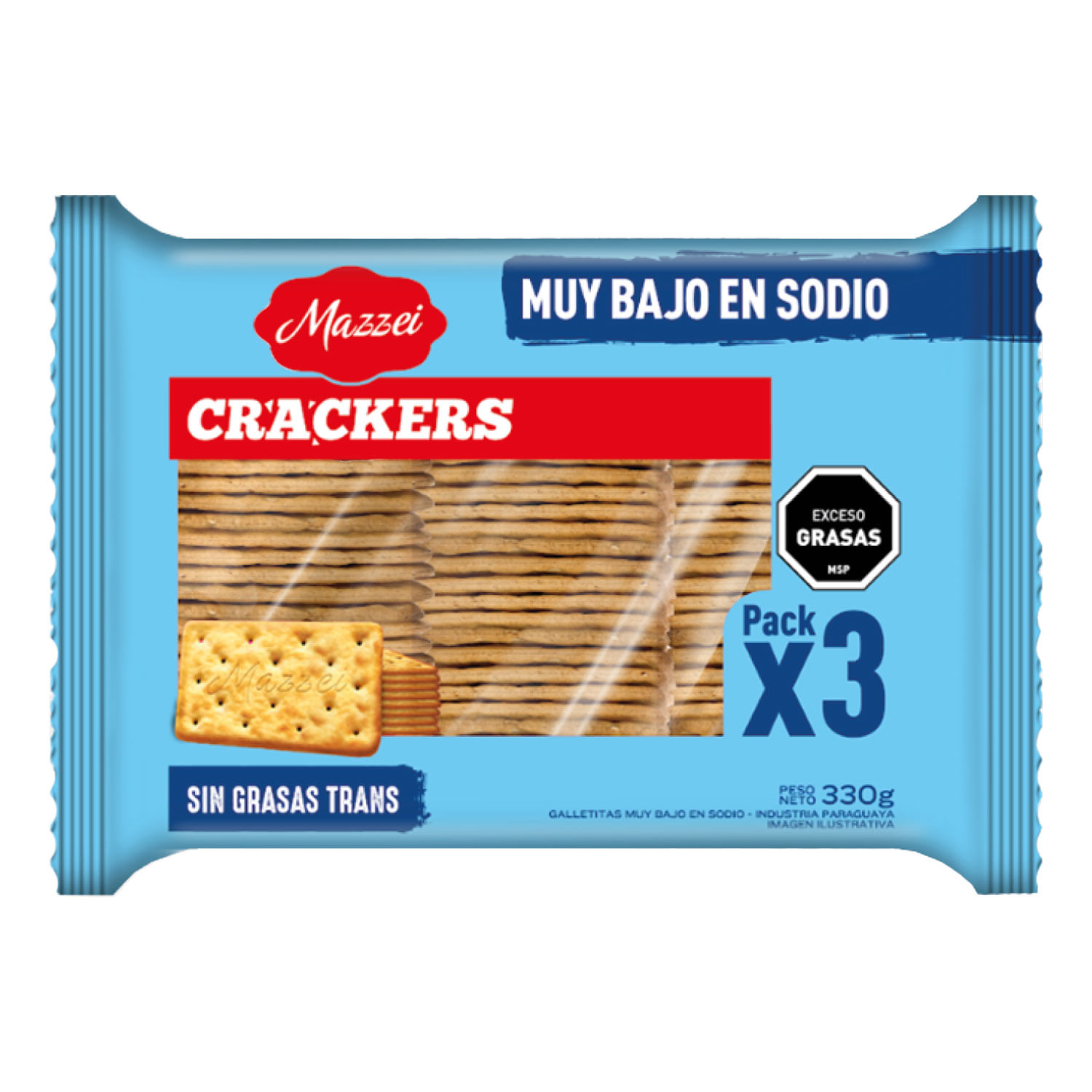 GALLETITA MAZZEI CRACKERS MUY BAJO EN SODIO TRIPACK 330 GRS.