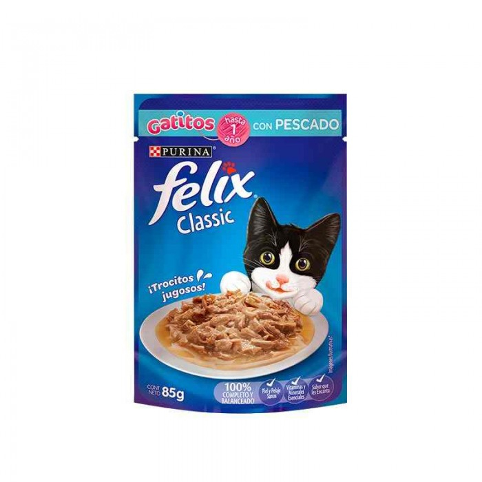 7891000240588 ALIM. P/MASCOTAS FELIX GATITOS 85 GRS. PESCADO EN SALSA (9713)