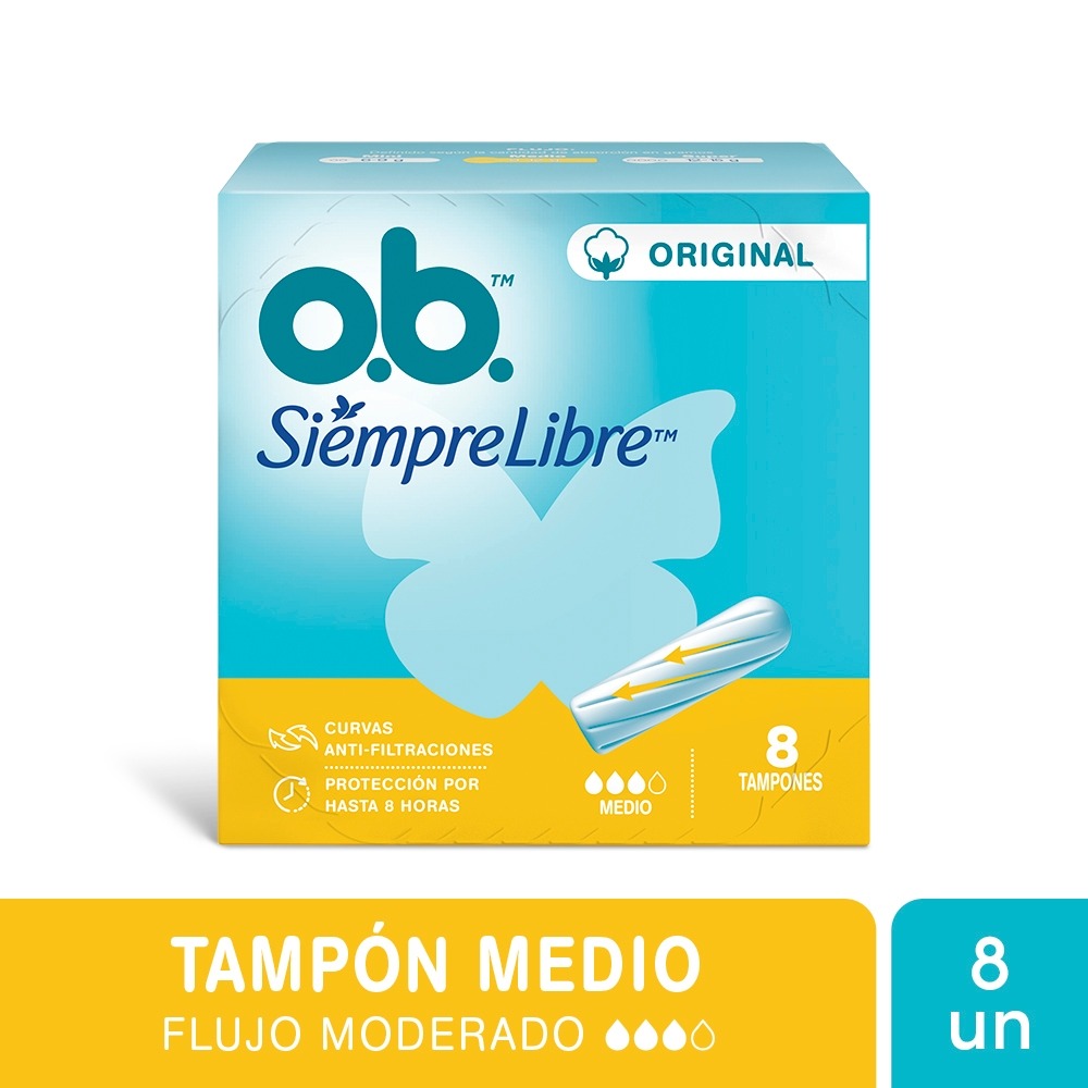 7891010254773 TAMPONES O.B. S. LIBRE 8 UNIDADES MEDIO (556773)