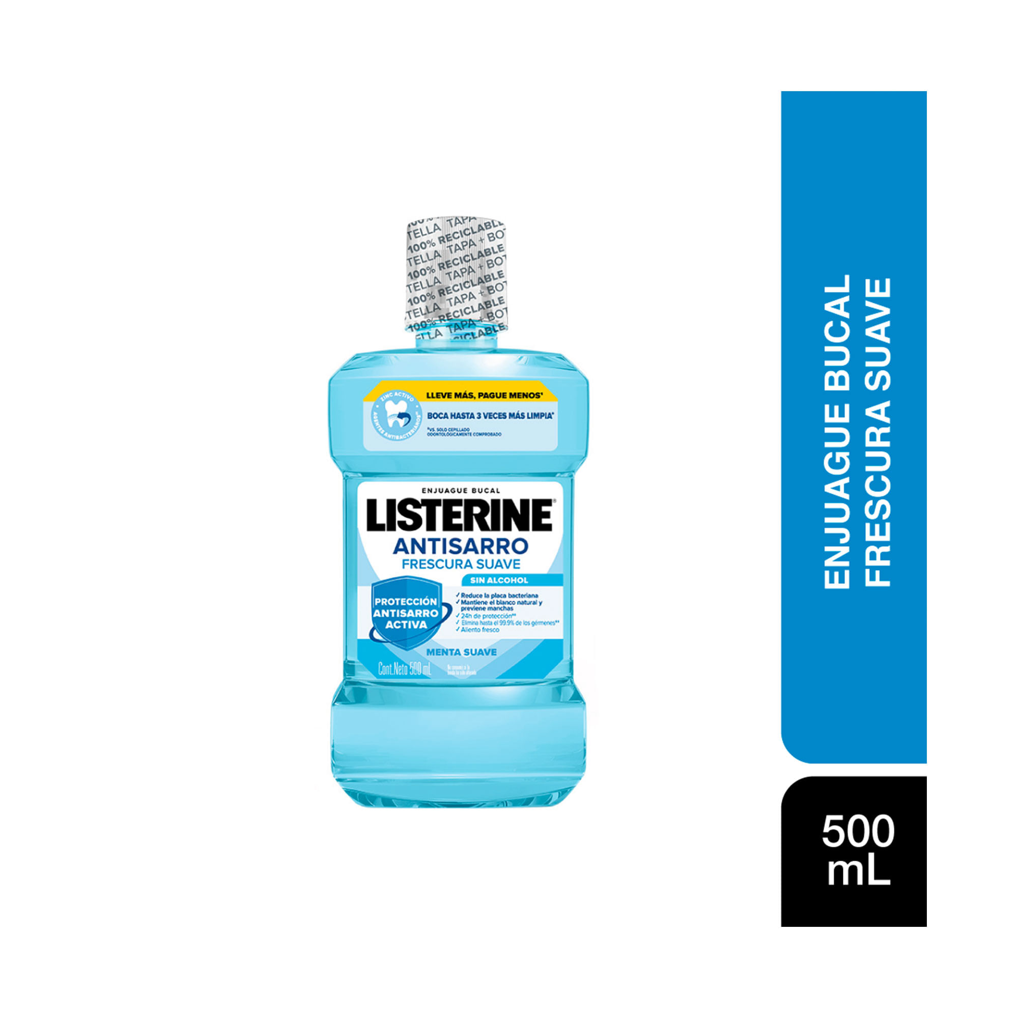 7891010255275 ENJUAGUE BUCAL LISTERINE ZERO 500 ML. ANTI SARRO FRESC. SUAVE (570851)