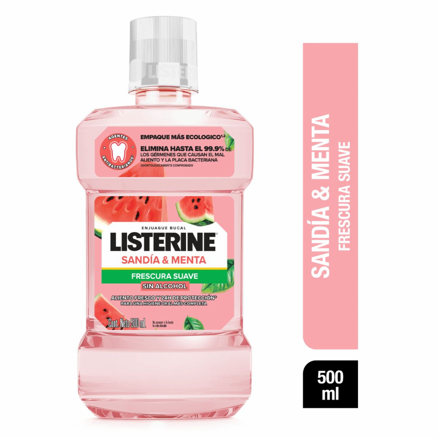 7891010257538 ENJUAGUE BUCAL LISTERINE S/ALC. 500 ML. SANDÍA Y MENTA FCA. SUAVE (583788)