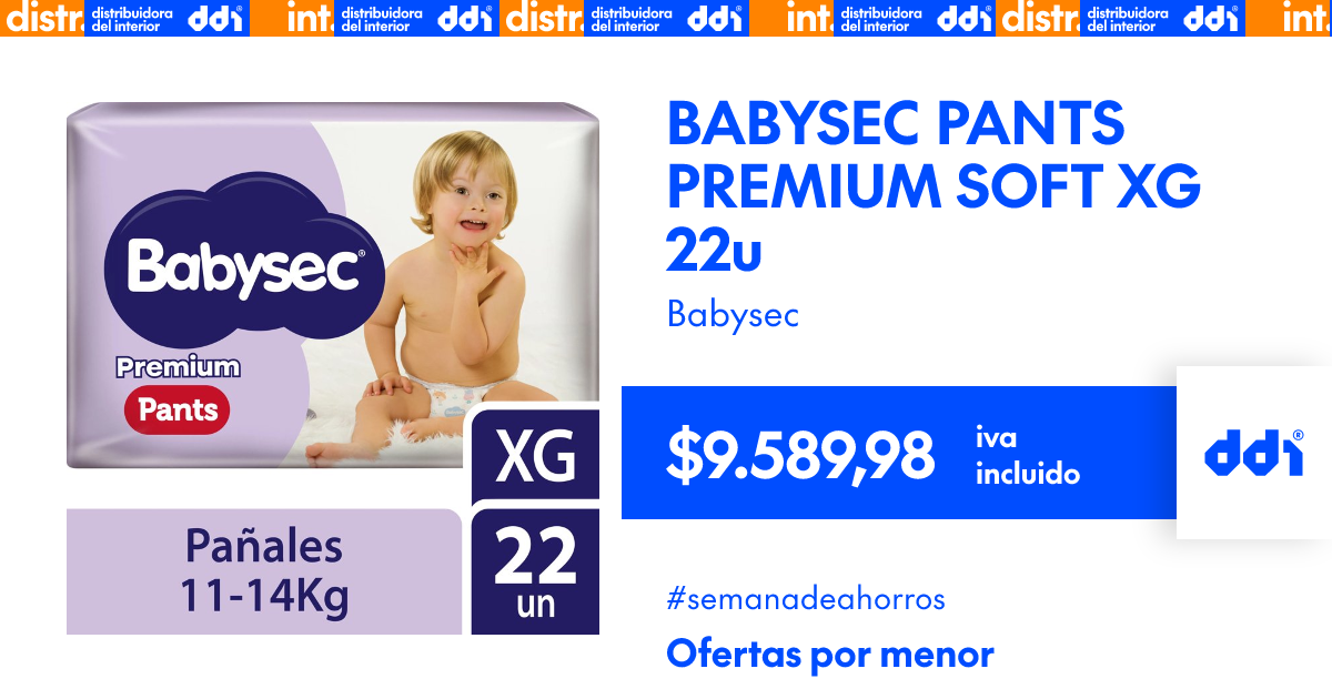 7896061999970 PAÑAL BABYSEC PREMIUM PANTS XG. 22 UN. (3794)