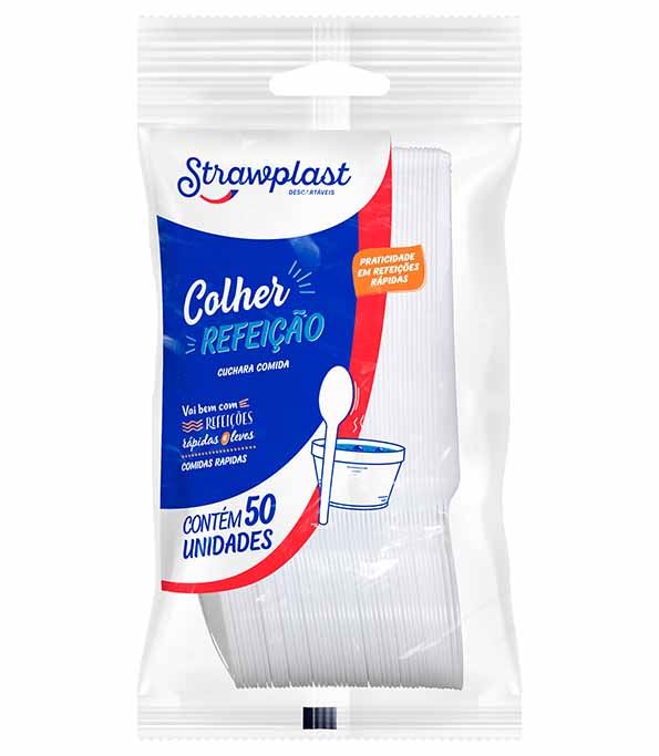 CUBIERTOS PLAST. DESC. CUCHARA ESTRAWPLAS 50 UN. BLANCO