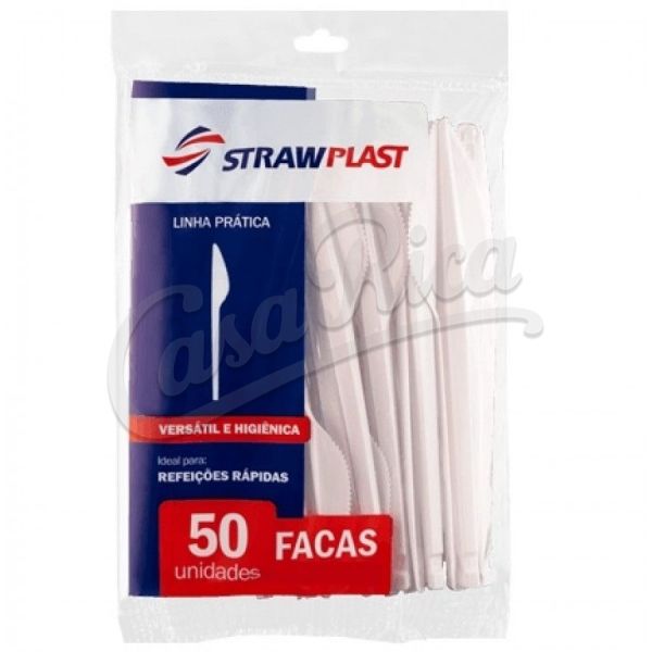 7898202617026 CUBIERTOS PLAST. DESC. CUCHILLO ESTRAWPLAS 50 UN. BLANCO