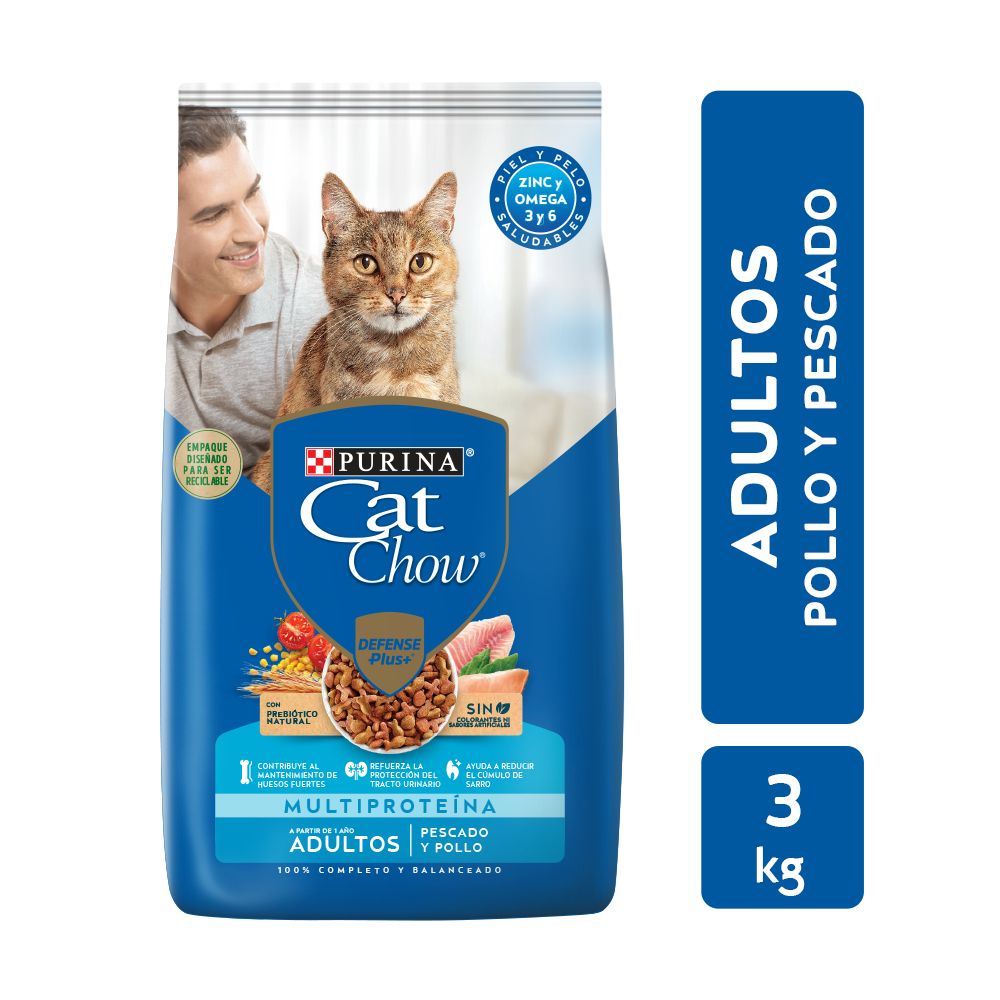 ALIM. P/MASCOTAS CAT CHOW ADULTOS 3 KG. SAB. PESCADO (9182)