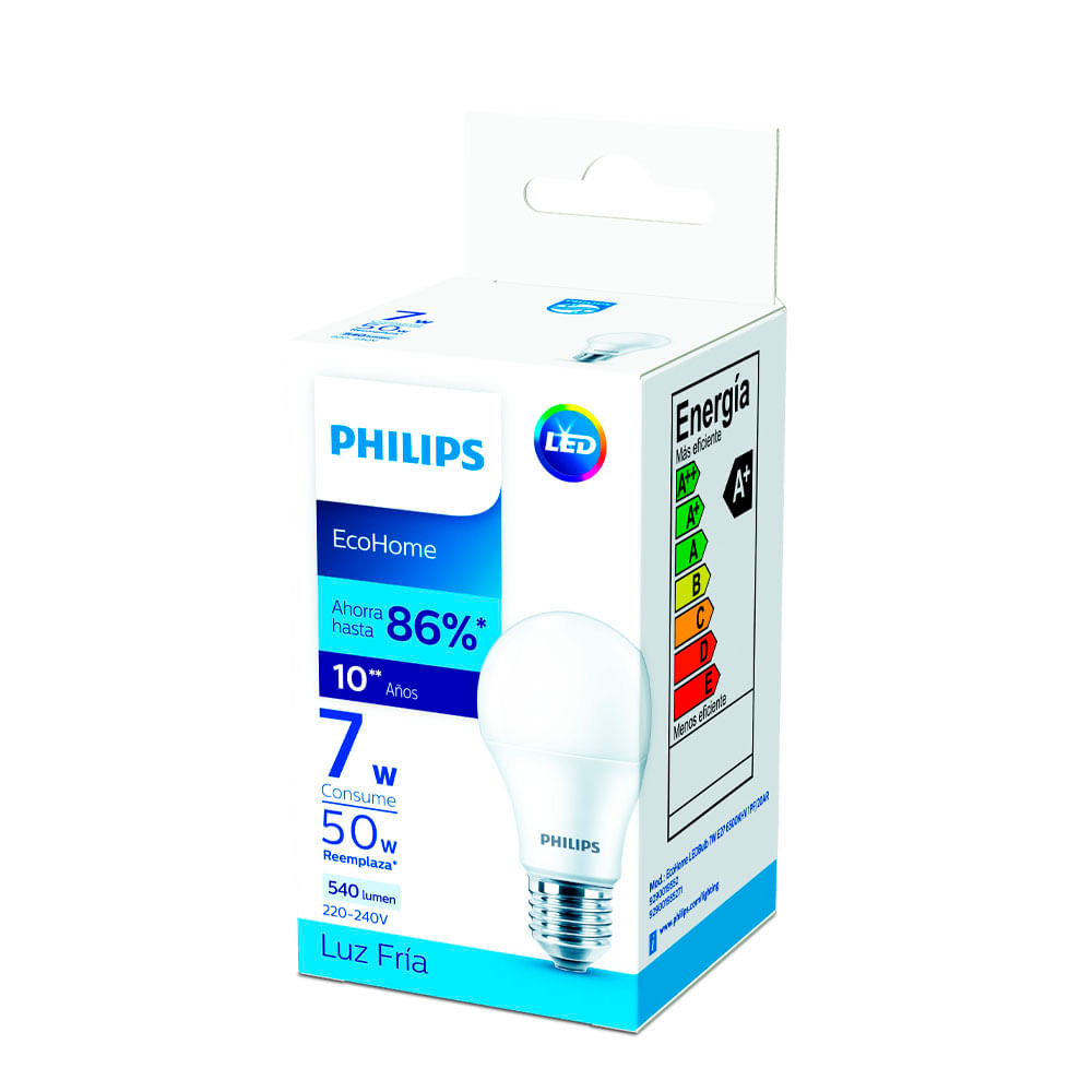 LAMPARA PHILIPS LED ECOHOME  7W. FRIA