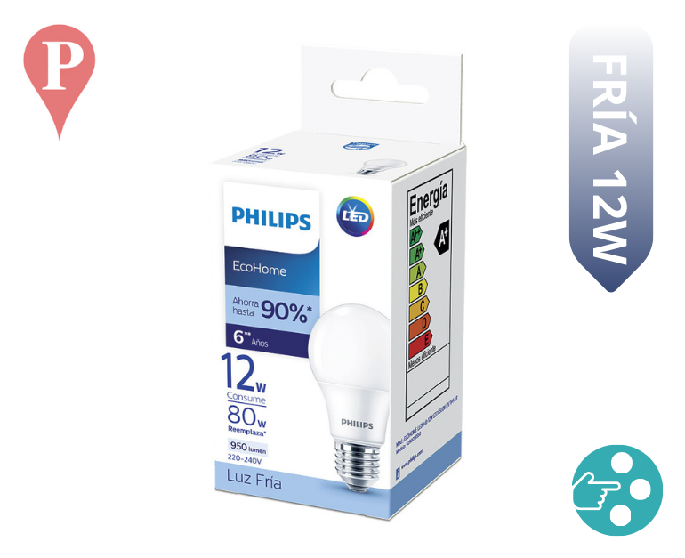 8718699608446 LAMPARA PHILIPS LED ECOHOME 12 W E27 FRIA (65617)