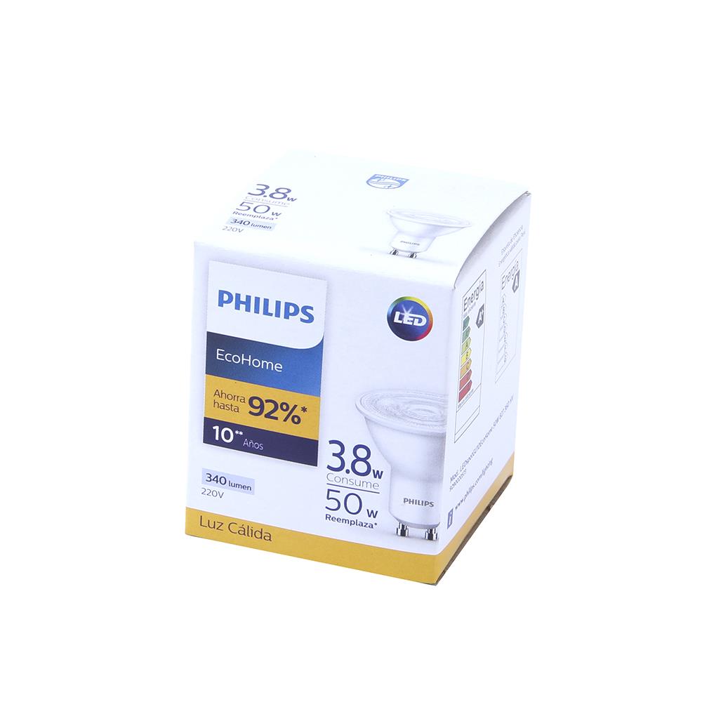 8718699675578 LAMPARA PHILIPS LED SPOT GU 10 ECOHOME 3.8 W 827 CALIDA