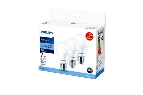 8718699731946 LAMPARA PHILIPS LED ECOHOME PACK X 3 UN. 7 W FRIA (65979)