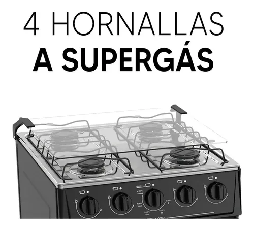 COCINA THOMPSON CTH1000 SUPER GAS 4 HORNALLAS NEGRA