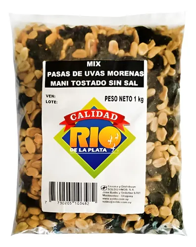 105306 MIX MANI TOSTADO S/SAL C/PASAS RIO DE LA PLATA 1 KG. (10348)