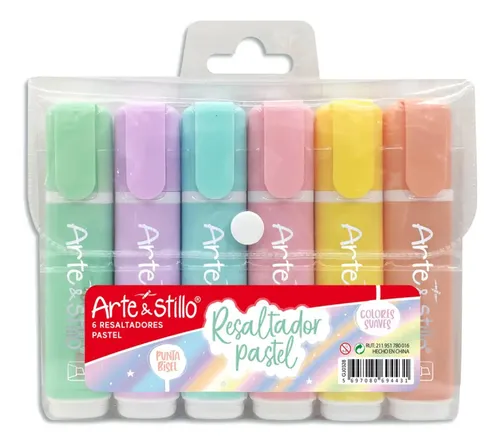 MARCADOR RESALTADOR COLORES PASTEL X 6 UN. (RMI509-6)