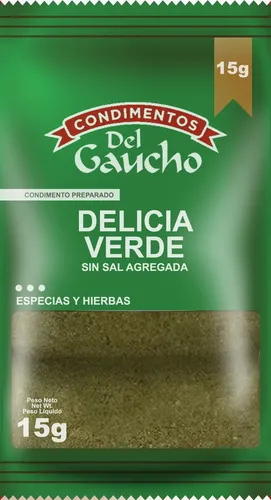113158 CONDIMENTO DELICIA VERDE S/SAL DEL GAUCHO 15 GRS. D. PACK