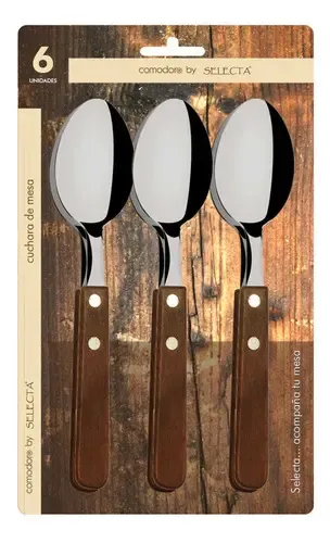 114056 CUCHARA DE MESA SELECTA MANGO MADERA SET X 6 (241006)