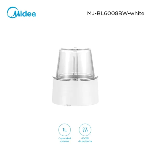 114215 LICUADORA MIDEA MJ-BL6008BWW 1 L. 2 VEL. JARRA VIDRIO BCA.