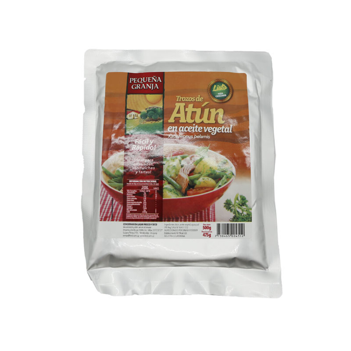 115674 ATUN E/TROZOS E/ACEITE VEG. PEQUEÑA GRANJA 500 GRS. POUCH