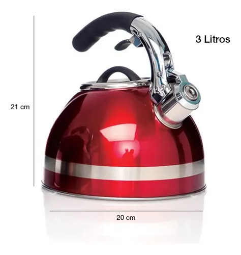 CALDERA AC. INOX. COMET ALTA CALIDAD 3 L. ROJA (GM3081R)