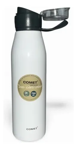 120132 BOTELLA A. INOX. TAPA TRANSP. COMET 750 ML. BLANCO (CTA1024W
