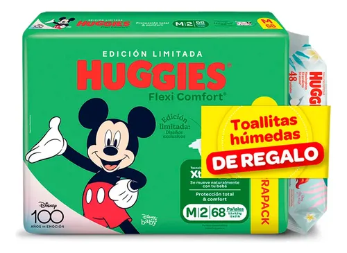 121048 PAÑAL HUGGIES FLEXI COMFORT MED. 68 UN.+T. HUMEDAS 48 UN.