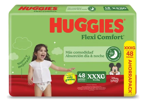 121051 PAÑAL HUGGIES FLEXI COMFORT XXXG 48 UN.+T. HUMEDAS 48 UN.
