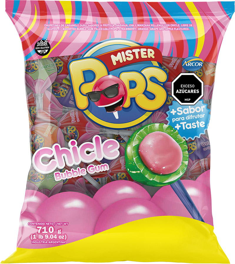 121689 CHUPETIN C/CHICLE ARCOR MR. POP´S BUBBLE GUM