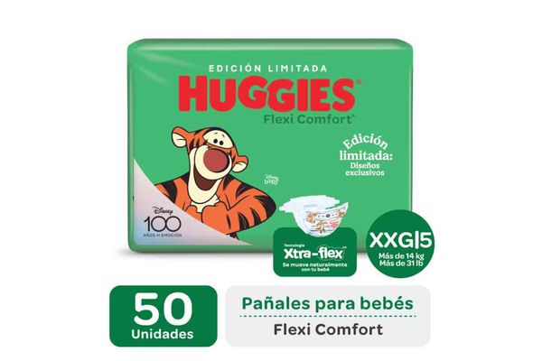 121743 PAÑAL HUGGIES FLEXI COMFORT XXG 50 UN. + TOALLAS HUM. 48 UN.