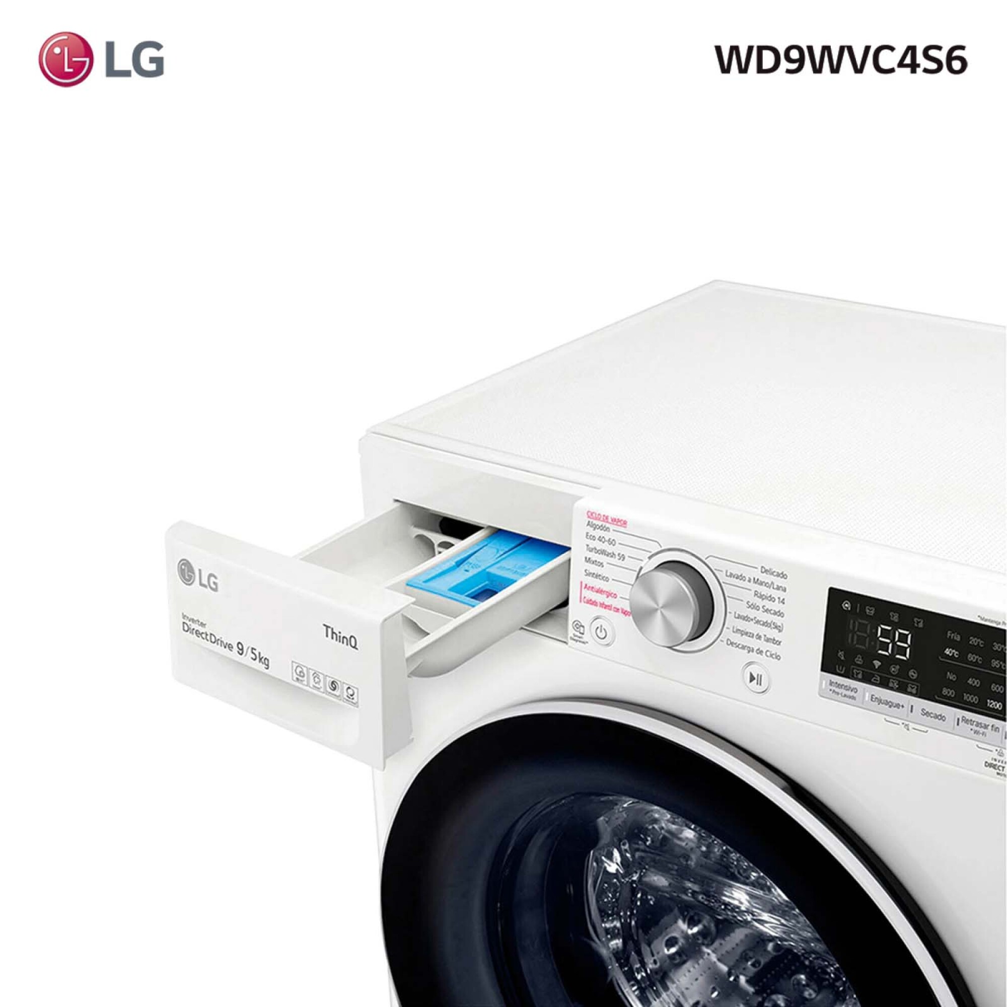 LAVASECARROPA LG INVERTER WD9WVC4S6 9 KG. C/FRONTAL BCO.
