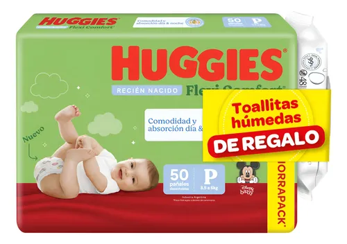 123390 PAÑAL HUGGIES FLEXI COMFORT PEQ. 50 UN.+T. HUMEDAS 48 UN.