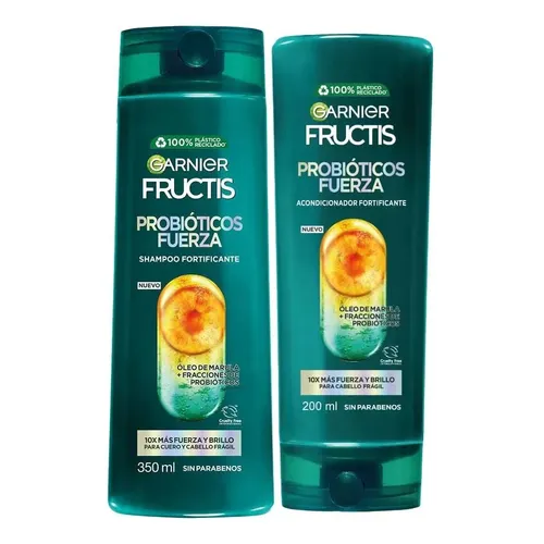123741 SHAMPOO FRUCTIS 350 ML. + ACOND. 200 ML. PROBIOTICOS FUERZA(XUY01605)