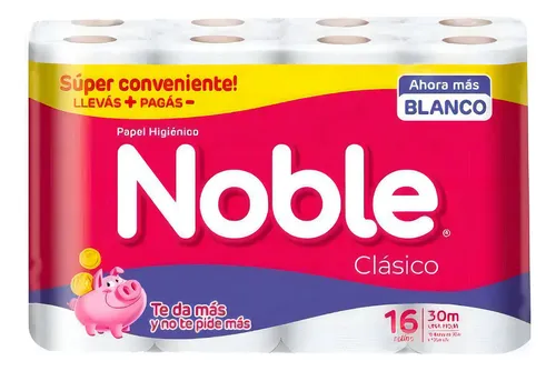 PAPEL HIGIENICO NOBLE 16 UN. 60 M. (947)
