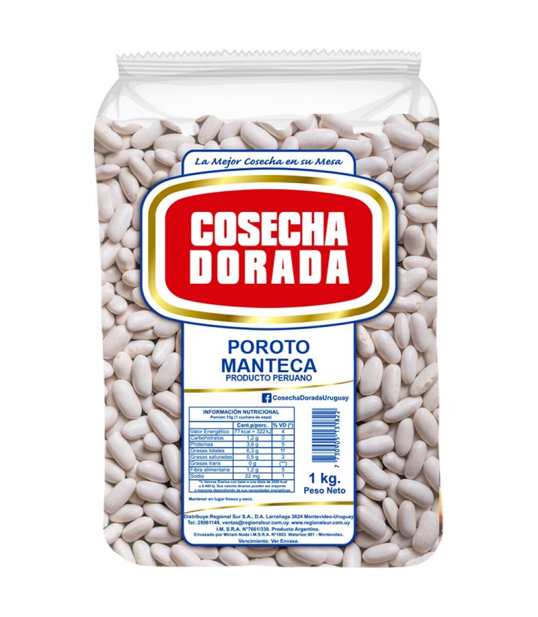 124193 POROTO MANTECA COSECHA DORADA 1 KG. PTE. (160626)