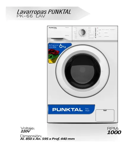 LAVARROPA PUNKTAL INVERTER PK-66 INV 6 KG. C/FRONTAL (5847)