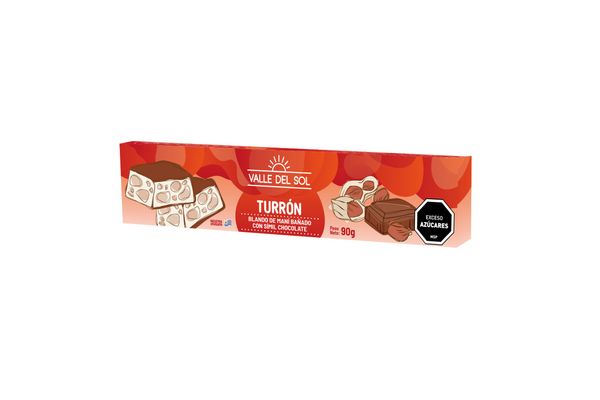 TURRON PORTEZUELO DE MANI BAÑADO DE CHOCOLATE 90 GRS (104)