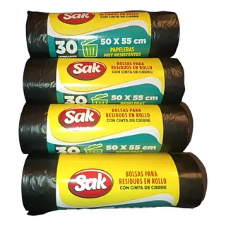 BOLSAS RESIDUOS SABELLE C/CIERRA FACIL VERDE ROLLO 10 UN 50 X 55 OFERTA