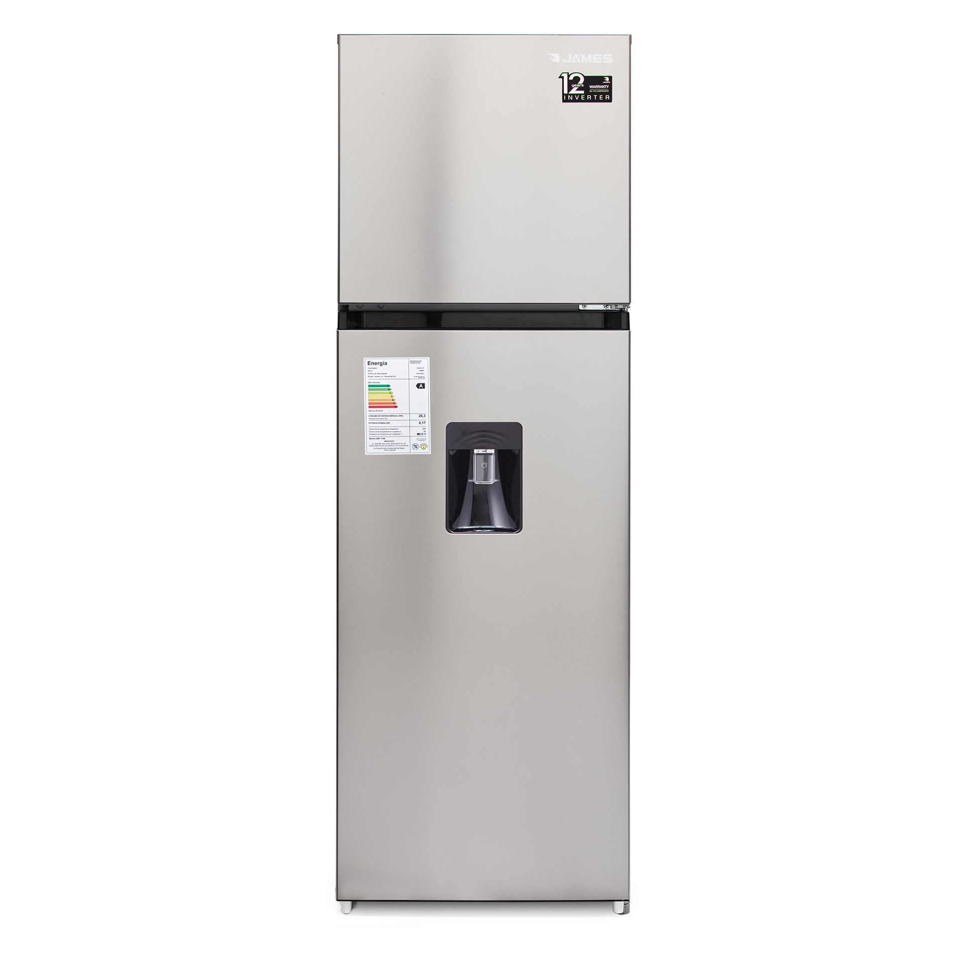 125466 REFRIGERADOR JAMES RJ 301 INV INOX D 262 L. F/SECO C/DISP.(43123)
