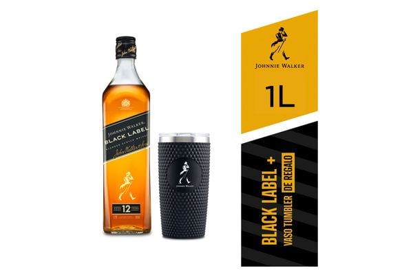 125847 WHISKY IMPORTADO JOHNNIE WALKER BLACK LABEL 1 L.+1 VASO TUMBLER ALUM (173701)