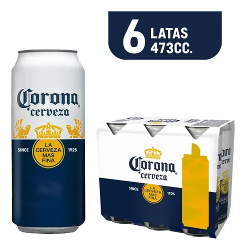 126226 CERVEZA CORONA LATA 473 ML. PACK X 6 UN.