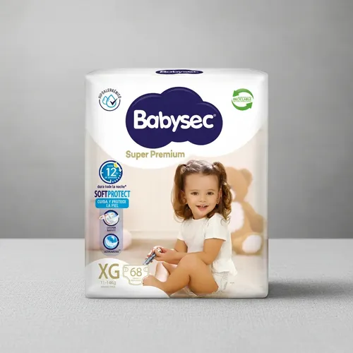 126287 PAÑAL BABYSEC SUPER PREMIUM HIPOALERGICO XG 68 UN. (3974)