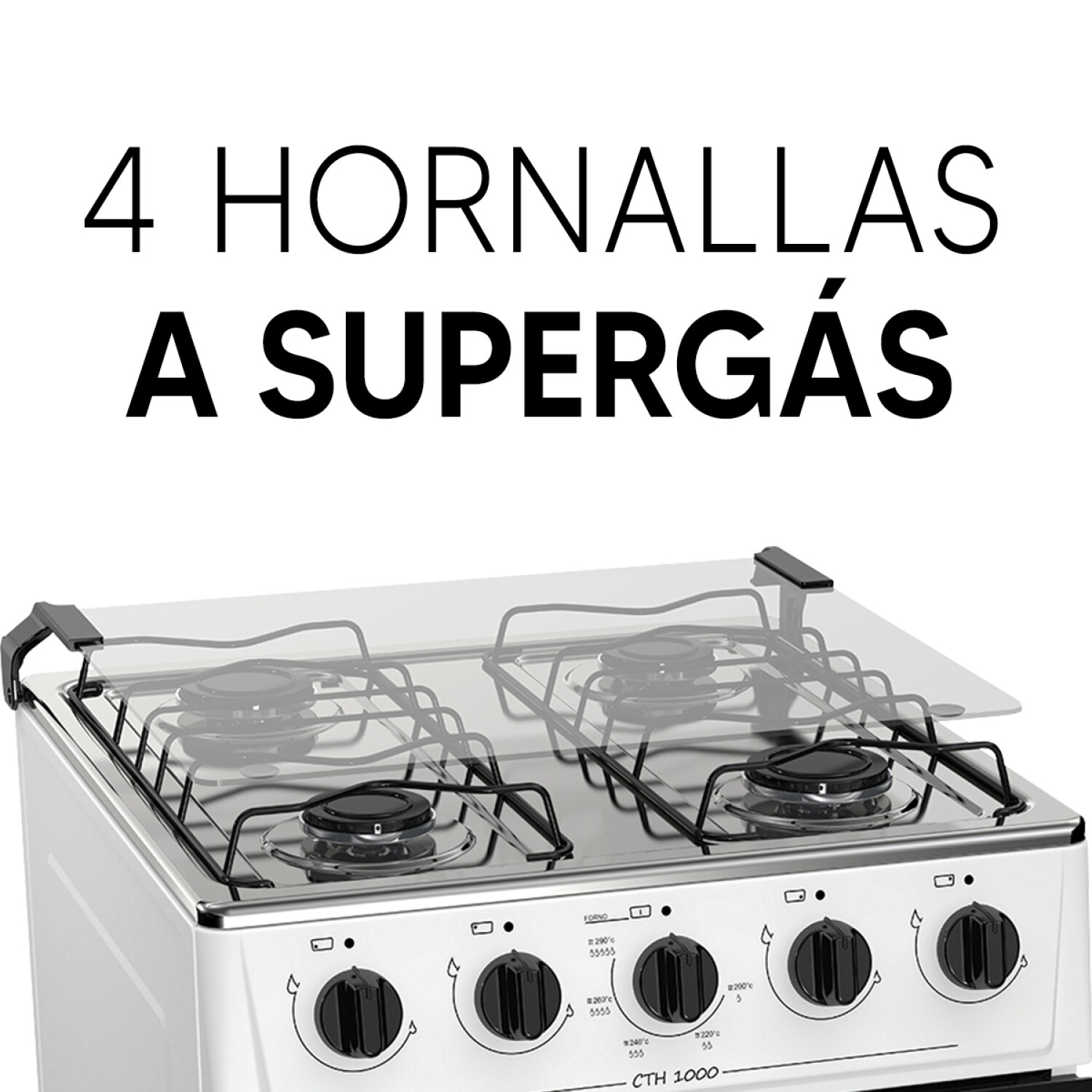 COCINA THOMPSON CTH1000 SUPER GAS 4 HORNALLAS BLANCA